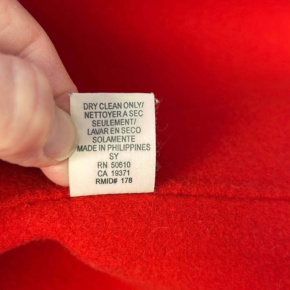 AK Anne Klein Red Woolโ Blend Open Front Blazer Pockets Thick Festive Holiday L - Picture 10 of 17